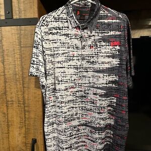 jamie sadock Gray Black Polo with Red Accent Print
